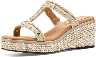 J. Rene&eacute; Tavelle Womens Wedge Shoes Nude/White : 10.5 W (C), Faux Leather