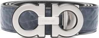 Ferragamo Double Adjus Belt - Heren - Riemen - Blauw - 110 CM - Nylon - Accessoires