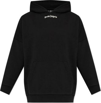 Palm Angels Classic Logo Over Hoodie - Heren - Hoodies - Zwart - S - Katoen - Hoodies & sweatvesten