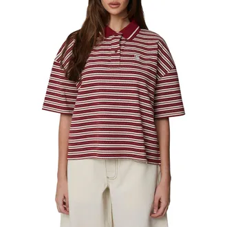 Good For Nothing Short Sleeve Striped Polo in Burgundy at Nordstrom, Size X-Small