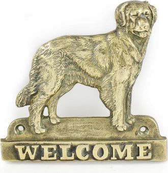 OEM Hovawart: Un Cartel Para Puerta Con Un Perro, Una Placa De Bienvenida De Lat&oacute;n, Un Cartel &Uacute;nico Con La Inscripci&oacute;n Welcome De Art-dog