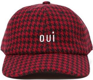 Clare Vivier Wool Adjustable Baseball Cap in Black Red Houndstooth Petit at Nordstrom Rack