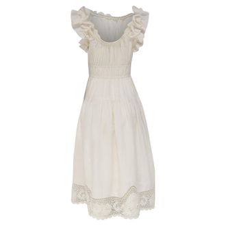 Ulla Johnson Leona Midi Dress in White Linen