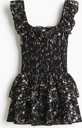 H&M Kleid mit gesmokter Taille - Schwarz