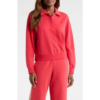 Marine Layer Cloud 9 Cotton Blend Fleece Polo Sweatshirt in Washed Red at Nordstrom, Size X-Large