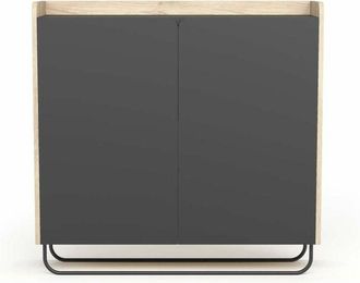 HERDASA Herdasa - Recibidor zapatero 2 puertas modelo 526 acabado roble claro/grafito, 87 cm (alto) x 90 cm (ancho) x 25.5 cm (prof.)