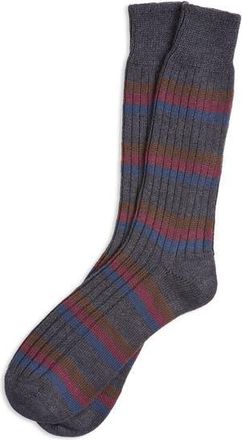 Celtic & Co. Cotton Stripe Sock in Navy at Nordstrom, Size X-Large