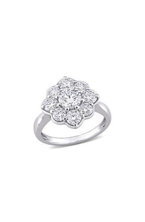 Delmar Lab-Created Moissanite Flower Ring in Silver at Nordstrom Rack, Size 5