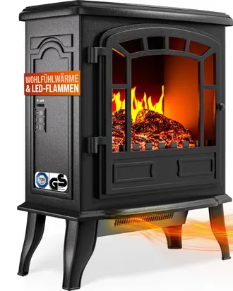 Deuba Monzana Chimenea El&eacute;ctrica Estufa Calefactor Llama Led 2 Niveles De Calor 1000-2000w 56,5x24x39cm Decorativo Negro