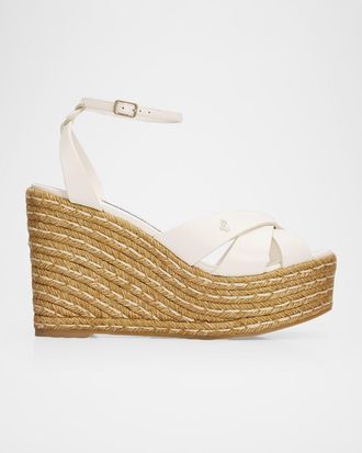 Jimmy Choo London 100mm Korra Leather Espadrille Platform Sandals