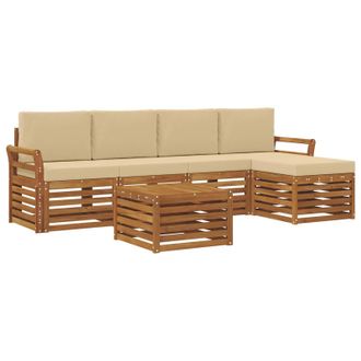 vidaXL Conjunto De Sof&aacute;s De Exterior Con Coj&iacute;n 6 Pcs Natural Y Beige Vidaxl