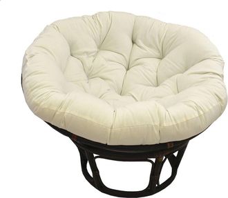 International Caravan Inc 42-Inch Rattan Papasan Chair with Solid Twill Cushion