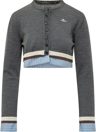 Msgm Cropped Long Sleeve Cardigan - Dames - Vesten - Grijs - XS - Truien & Vesten