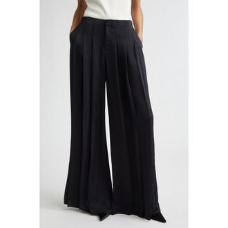 Ramy Brook Yvette Satin Wide Leg Pants in Black at Nordstrom, Size 00