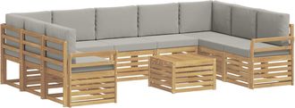 vidaXL Conjunto De Sof&aacute;s De Exterior 10 Uds. Blanco Y Gris Claro Vidaxl