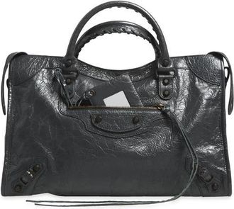 Balenciaga Medium Le City Leather Satchel in 1251 Volcanic Rock at Nordstrom