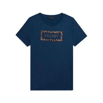 Freddy T-shirt Manica Corta con Grafica Animalier e Logo FREDDY