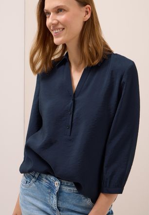Cecil Klassische Bluse CECIL, Damen, Gr. S (38), blau (urban dunkelblau), Web, Obermaterial: 84% Modal, 16% Polyester, unifarben, regular fit Po-bedeckend, 
