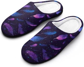 Generic Colorful Star Feather Mens Slippers Comfortable And Non-slip Cotton Slipper Shoe for House