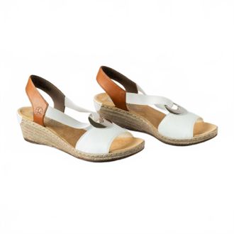 Rieker Womens Low Wedge Sandal In White
