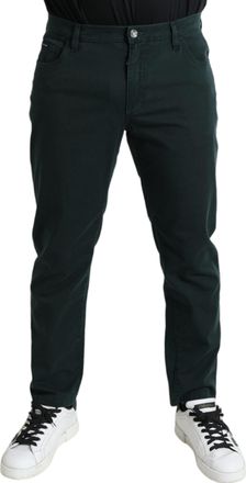 Dolce & Gabbana Mens Slim Fit Cotton Trousers - Dark Green - Size EU 44 (Mens)