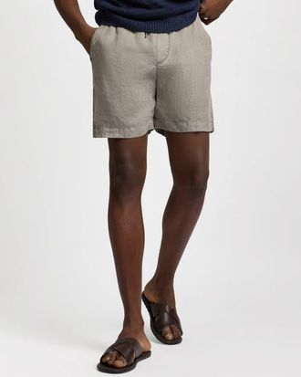 Onia Pigment Dye Linen Pull On Short in Light Olive at Nordstrom, Size Medium