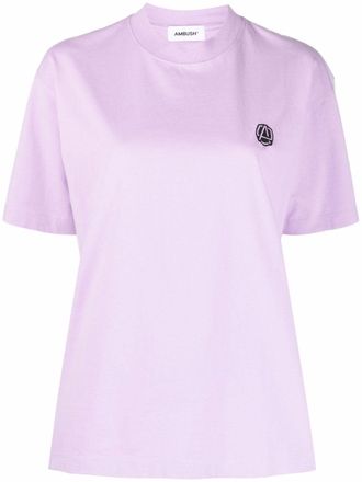 AMBUSH logo-embroidered cotton T-shirt - women - Cotton/Polyester - S - Purple