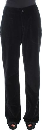 Ermanno Scervino Velvet Katoenen Straight-Leg Broek - Dames - Straight fit broeken - Zwart - L - Katoen - Broeken