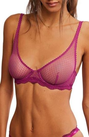 Free People Mid Week Dotted Mesh Underwire Bra in Magenta Haze at Nordstrom Rack, Size 32D