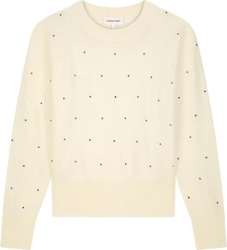 Fab By Fabienne Chapot Lidi Strass Pullover - Dames - Ronde hals truien - Beige - S - Wol - Truien & Vesten