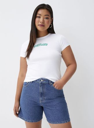 Twik Womens High-rise denim mom short