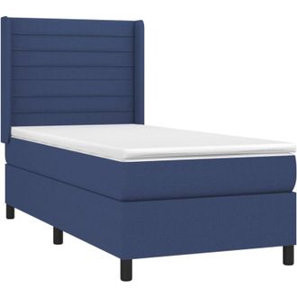 vidaXL Vidaxl - Cama Box Spring Con Colch&oacute;n Tela Azul 90x200 Cm