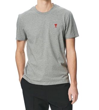 Ami Heather Grey Heart T-shirt Size L