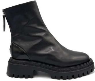 Halmanera Zwarte zachte leren enkellaars met rits - Dames - Enkellaarsjes - Zwart - 35 EU - Leer - Schoenen