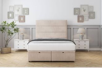 Comfort Beds Rosa Naples Ottoman Bed Base-54 Floor Standing Headboard in Light Sand | Size: Super King