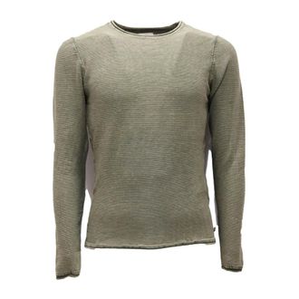 Dstrezzed Round-neck Knitwear, male, Green, XS, Vintage Effect Cotton Jumper