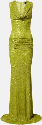 DAVID KOMA Sequined draped gown
