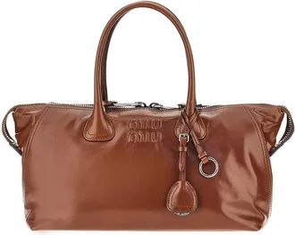 Miu Miu Glossy leather bag with embossed logo Woman One Size