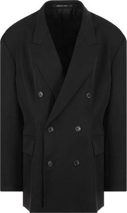 Balenciaga Zwarte wollen jas voor vrouwen - Dames - Blazers - Zwart - L - Wol - Jassen