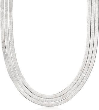 Ross-Simons Italian Sterling Silver Layered Herringbone Necklace