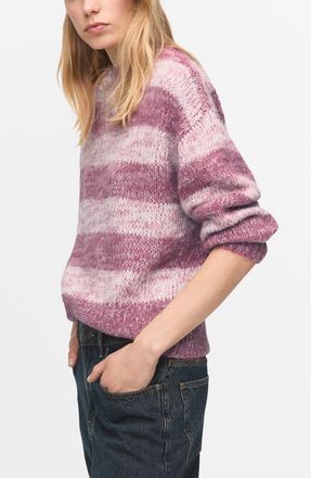 Mango Stripe Oversize Sweater in Pastel Pink at Nordstrom, Size Medium