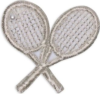 Thom Browne tennis-racket brooch - White