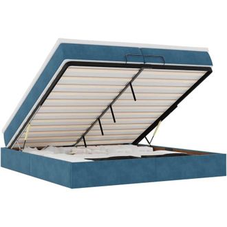 vidaXL Estructura De Cama Otomana Colchones Terciopelo Azul Oscuro Vidaxl