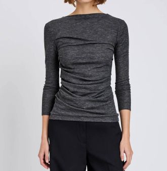 Proenza Schouler Blythe Boat Neck Top In Coal Melange