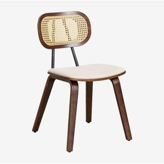 Sklum Sklum - Pack De 4 Sillas De Comedor En Madera Y Rat&aacute;n Kaylia