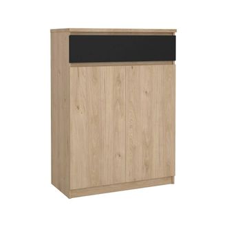 Dmora Dmora - Zapatero Angilops, Zapatero, Armario De Entrada Multiusos, Zapatero, 80x40 H111 Cm, Roble Y Negro