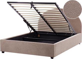 Beliani Cama matrimonial de tejido beige 140x200