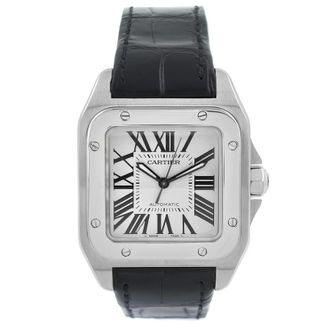 Cartier Pre-owned Cartier Santos 100 Silver Dial Ladies Watch W20126X8