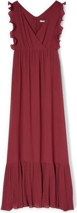 Motivi Lange jurk met geplooide randen - Dames - Avondkleed - Rood - XS - Polyester - Kleedjes