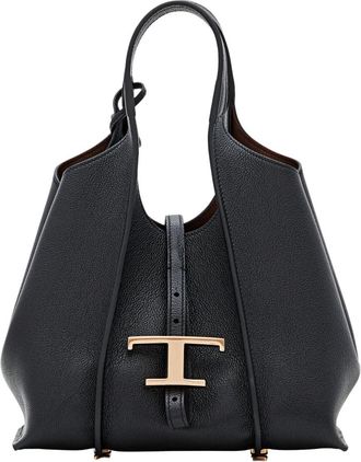 Tod's T Timeless Mini Shopping Bag - Dames - Handtassen - Zwart - ONE Size - Leer - Tassen